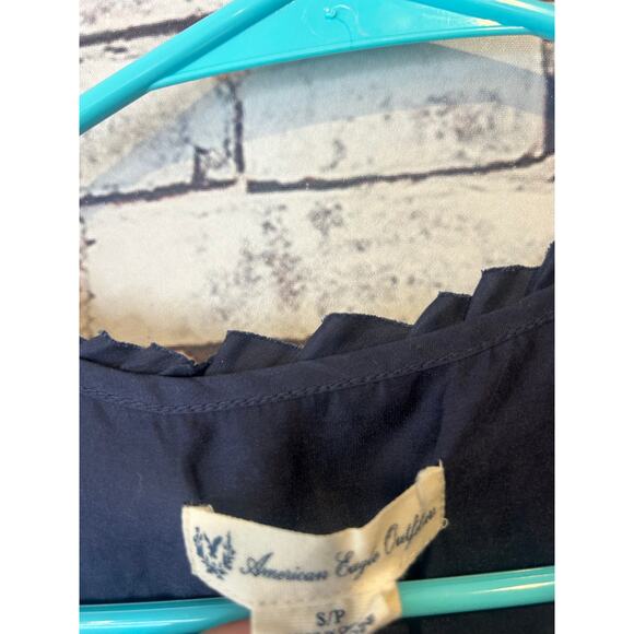 American Eagle silk like mini ruffled cap sleeves dress women's size small - Picture 4 of 6